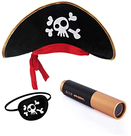 papapanda Chapeau Pirate Cache-Oeil Capitaine Télescope pour Enfants