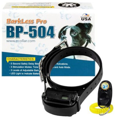 Educator BP-504 Barkless Pro Anti Bark Collar for Dog Training, Waterproof, Automatic Bark Correction Mode, 9 Stimulation Levels, Vocal Cord Vibration Sensor for Small, Medium & Large Dogs