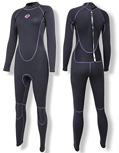 PAWHITS Damen Neoprenanzug 3mm Thermal Langarm Neopren Neoprenanzüge in voller Länge zum Tauchen Pink (Schwarz, S)
