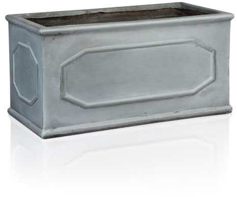 IDEALIST 50cm Plant Pot | Leaden Grey Reinforced Stone Window Box | Chelsea Windowsill Planter | Garden Planters with Drainage Holes L50 W23 H23 cm, 15 litres