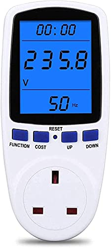 Power Meter Plug Energy Monitor Watt Backlight LCD Display Electricity Usage Consumption Analyzer Voltage Amps Wattage KWH Outlet Socket, Updated Version 180° Viewing Angle