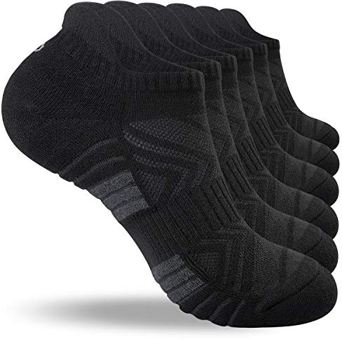 coskefy Running Socks Thick Cushion Ankle Anti-Blister Cotton Trainer Short Athletic Sports Socks for Men Women 6 Pairs