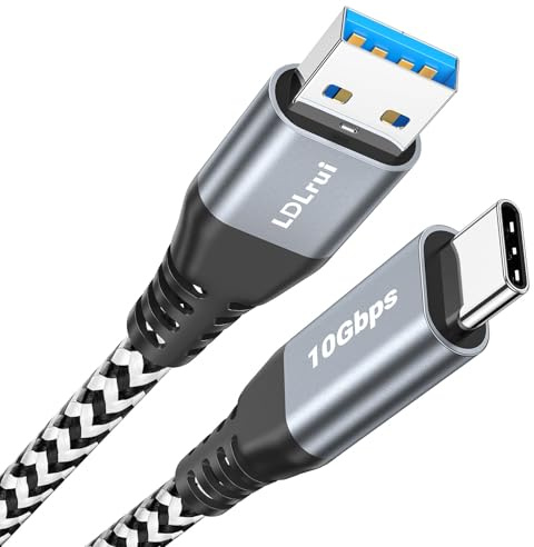 USB-C zu USB-A 3.2 Gen 2 Kabel 10Gbps Datenübertragung, Superschnelles USB-C-Datenkabel, 3.1A Typ-C-Schnellladekabel, für Samsung Galaxy S22/S21/S20/Note 20, PS5-Controller, Typ-C-Ladegerät - 1,8m
