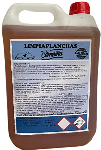 Desengrasante Profesional Limpiaplanchas Industrial Alta Potencia Cocina Hostelería Garrafa 5 Litros Elimina Grasa Quemada Animal Vegetal Limpieza Planchas Hornos Campanas Extractoras