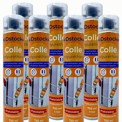 DSTOCK60-7 colles de montage polyuréthane pistolable - Colle polyuréthane non expansive - Pour le collage et montage de matériaux isolants, panneaux XPS et EPS, rouleaux d'étanchéité toiture bitume