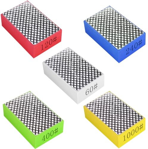 PRITOK Almohadilla de Lijado Manual de Diamante: 5 Pièces Diamante Almohadilla de Pulido,60, 120, 240, 400, 1000 Grano, Esponjas de Lijado de Diamante para Azulejos, Hormigón, Vidrio, Mármol