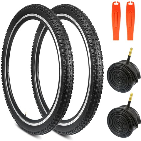 GRELiving 2 neumáticos de bicicleta + cámara de aire para bicicleta de 27,5 x 2,1 pulgadas, neumáticos para bicicleta de montaña, bicicleta de ciudad, bicicleta de carretera