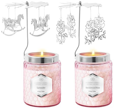 YMing Regalo Candele profumate 2 * 156 g per donna mamma figlia sorella moglie migliore amica Candele carosello regalo per San Valentino, compleanno, anniversario, festa della mamma