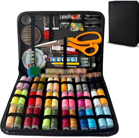 Home's Game Kit de couture complet avec boîte de rangement, maison, bureau, voyage. Inclut aiguilles, fils, ciseaux, mètre ruban, couture DIY, réparations d'urgence, retouches vêtements