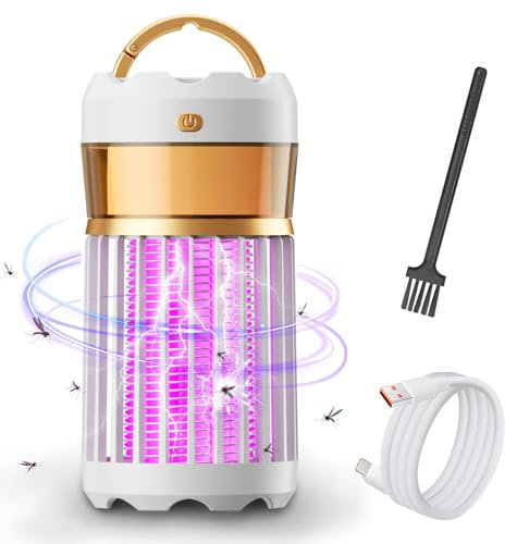 Mata Mosquitos electrico, lampara Mosquitos portatil USB para Camper Exterior, antimosquitos electrico Interior, luz antimosquitos Anti Moscas, Anti Mosquitos (Blanco)