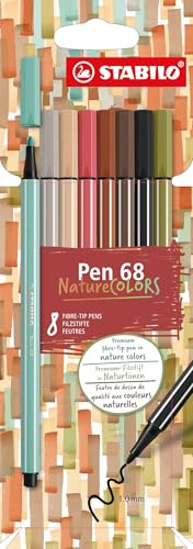 STABILO Premium-Filzstift Pen 68 NatureCOLORS - 8er Pack - mit 8 verschiedenen Farben