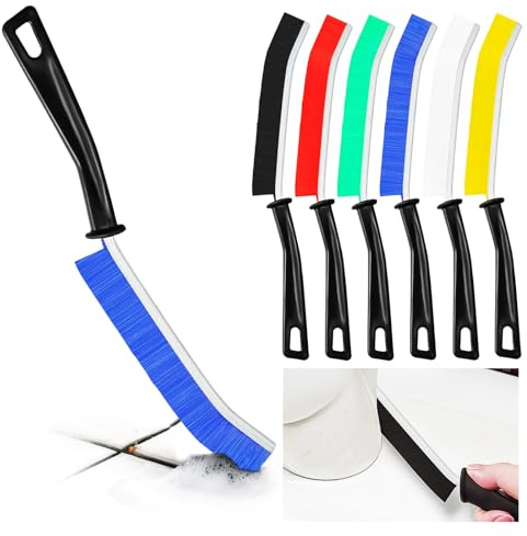 6 Pièces Brosse de Nettoyage des Interstices, Brosse à Joints Carrelage - Brosse Poils Durs pour Salle de Bain, Cuisine, Fenêtre & Rainures, Poignée Ergonomique