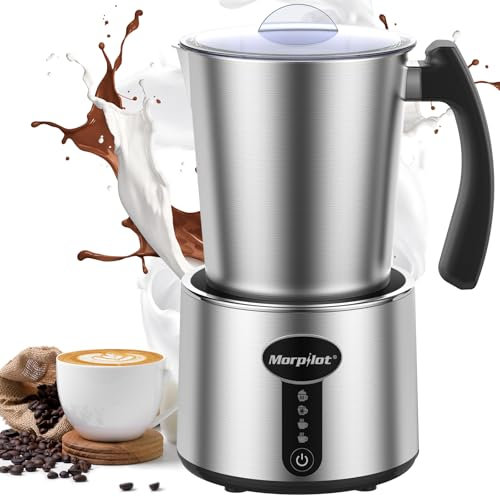 Morpilot Mousseur à Lait Électrique Divisé, 500ml Chauffe Lait, Milk Frother en Acier Inox 4 en 1 à Mousse de Lait Chaude et Froide 230ml, Emulsionneur de Lait pour Latte Cappuccino Macchiato