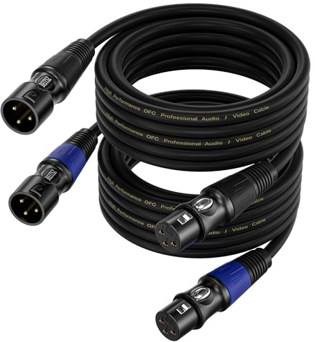 BEITSZ Cavo XLR Bilanciato Microfono Professionale, 2 Pacchi per Maschio a Femmina, per Registratore da Studio, Mixer, Sistema di Altoparlanti, Alimentazione Phantom (5M)