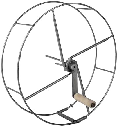 Fenteer Carrito de Almacenamiento para Carrete de Manguera de Jardín, Resistente, con Manivela Manual, Organizador de Herramientas para Mangueras contra Incen, Tipo de manija