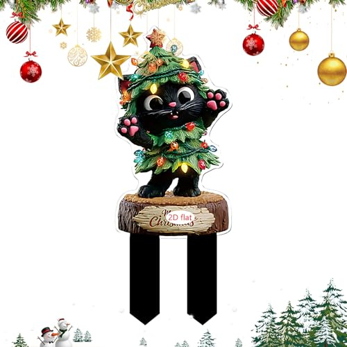 TyCylKu Bastoncini da giardino di Natale, in acrilico, per esterni, decorazione piatta in acrilico, per prato, aiuole, patio, sentieri, illuminazione da giardino