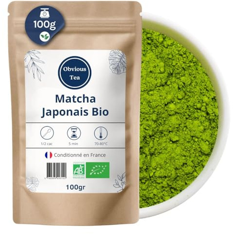Ekologisk japansk matcha - lösmalet grönt tepulver - traditionellt te för högkvalitativ smak - 100 % naturligt - ekologiskt jordbruk - 100 g påse (50 koppar)
