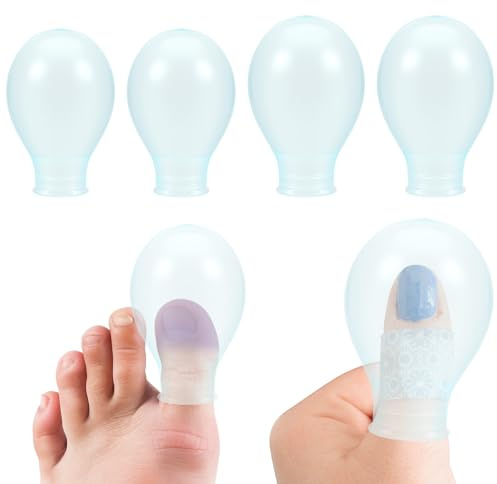 Hpmjz 4Pcs Waterproof Toe & Finger Cover Durable Shower Sleeves Reusable Silicone Nail Protector for Finger Cracking for Bathing Pedicures Manicures Nail Care Comfort-Fit Sleeves (2 Large 2 Small)