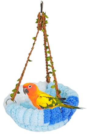Cálido para Pájaro para Jaula | Hamaca de Peluche Invernal para Aves - Suministros para Esconderse Dormir Anidar Descansar Comer Posarse Decoración Interior Exterior