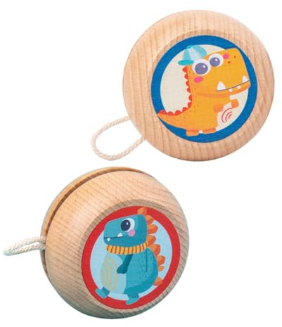 Toddmomy Giocattoli Yoyo in Legno 2 Pezzi per Bambini, Giocattoli Educativi Antiurto e Resistenti, Yo-yo da Dito Divertenti per Gioco All’aperto e Socializzazione