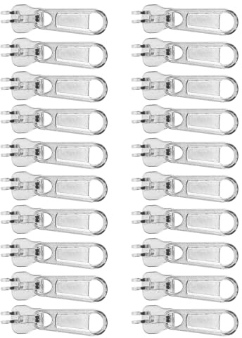 Yardwe Lot de 20 Tirettes de Fermeture Éclair 8 Nylon Argenté Vintage à Double Trou Accessoires de Réparation pour Valises Paquet à Dos et Vêtements Système Verrouillage Robuste