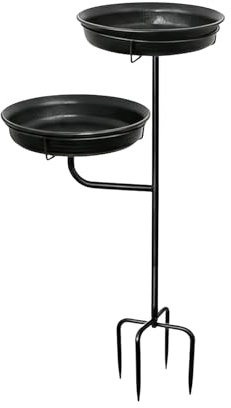 Baños para pájaros para exteriores, lavabo de metal, baño de metal para pájaros con estaca de base de 4 puntas, para exteriores, jardín, patio, cubierta, pabellón, decoración de césped, decoración del