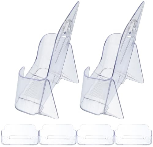 Sosoport Lot de 2 Set de Étagères en Acrylique A6 Transparentes 4 Boîtes de Rangement pour Cartes de Visite, Support de Livre de Bureau Polyvalent pour Expos, Bureaux et Commerces,