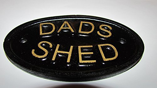 DADS SHED GARDEN SHED/GARAGE WALL PLAQUE/SIGN IN BLACK WITH GOLD RAISED LETTERING