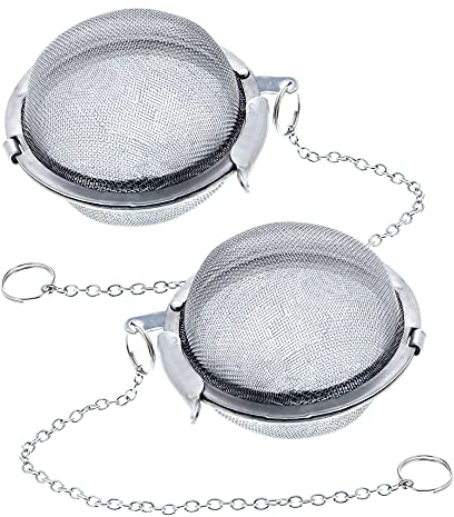 U.S. Kitchen Supply - 2 Premium Stainless Steel Tea Ball Strainer Infusers - 2.1 Size with Extra Fine Mesh - Steep Loose Leaf Tea, Herbal, Spices & Seasonings - Teapot, Tea & Coffee Cup Mug