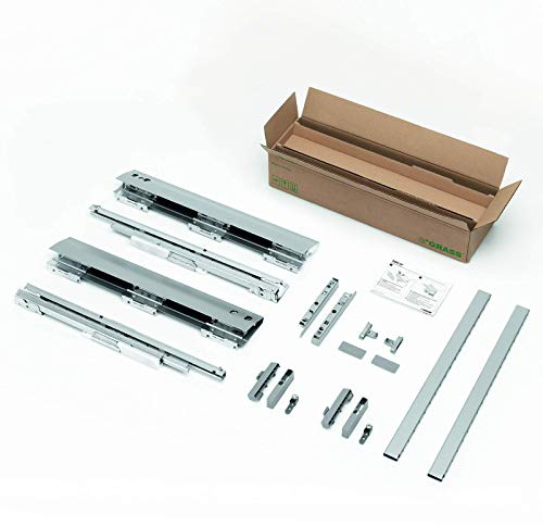 SOTECH DWD-XP Frontauszug H95 / 40 kg/Nennlänge 400 mm/grau mit Rechteckreling und SoftClose Schubladenauszug Vollauszug Schublade Schubkasten