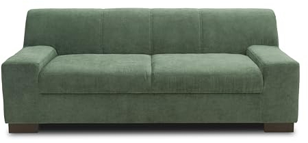 DOMO. collection Sofa Norma, 2-Sitzer Couch, 2er Polster-Garnitur mit Holzfüßen, 194 x 85 x 74 cm (BxTxH), Feinstoff grün