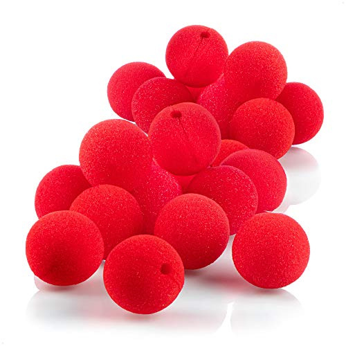 com-four® Röda clownnäsor av skum – Ø 5 cm – roliga svampnäsor för kostymer, Mardi Gras, karneval och temafester