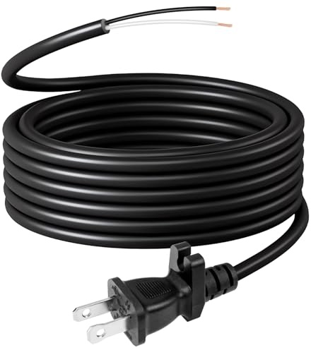HASMX 30ft Extra Length 18/2 Replacement Vacuum Cleaner Power Cord for All Upright Vacuum Cleaner for Shark Eureka Sanitaire Bissell Vacuum Replaces Old Damaged 2-Prong Power Cord - Black Color