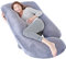 Labtec Schwangerschaftskissen, U förmiges Ganzkörperkissen, Stillkissen, J-förmiges Seitenschläferkissen, Body Pillow, Abnehmbarer Samt-Kopfkissenbezug