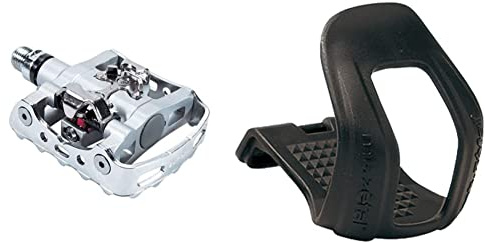 Shimano Pdm324 Single Sided Spd (pack of 2) & Zefal 45 Half Toe-Clips Christophe City Trekking - Large/X-Large, Black