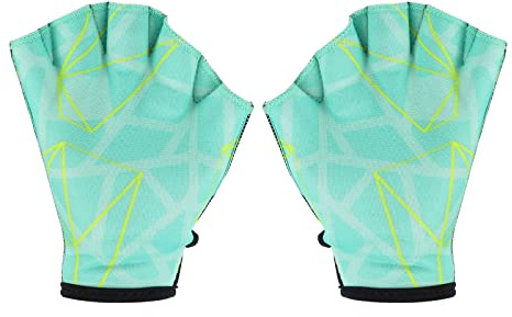 PATIKIL Webbed Swim Gloves, Swimming Aquatic Gloves Printing Water Resistance Training Accessories for Swimming and Diving, M, Light Green