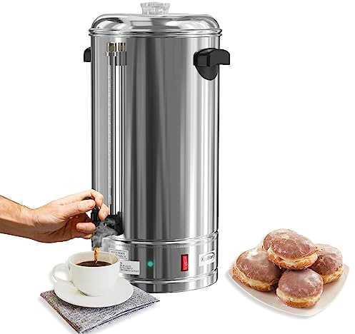 KoolMore Caffettiera elettrica a percolatore, pentola da 100 tazze da 550 once in acciaio inossidabile con isolamento a doppia parete per uffici, ristorazione ed eventi e rubinetto antigoccia