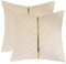 Tosleo 2 Stück Samt Kissenbezüge 40x 40 cm Dekorative Kissenhülle mit Gold Leder Luxus Moderne für Wohnzimmer Schlafzimmer Sofa Kissen Bett Creme