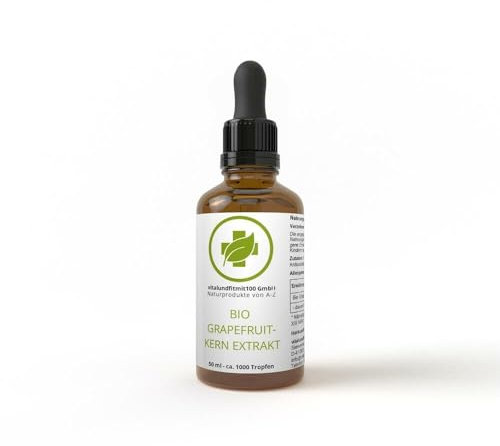 Bio Grapefruitkernextrakt Tropfen 50 ml - Premium Rohstoff aus SPANIEN - hochdosiert - 100% vegan - ohne Zusätze - Analysierte- und zertifizierte Rohstoffe