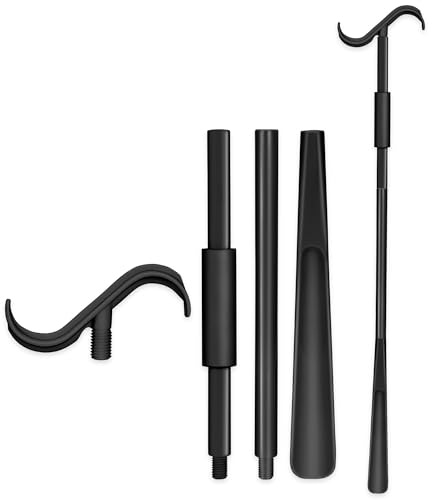 Milifox 35 Long Shoe Horn for Seniors, Dressing Stick, Long Handle Shoe Horn, Extended Dressing Aid for Socks, Shirts, Pants, Shoes Helper Stick for Senior, Elderly, Disabled (Black)