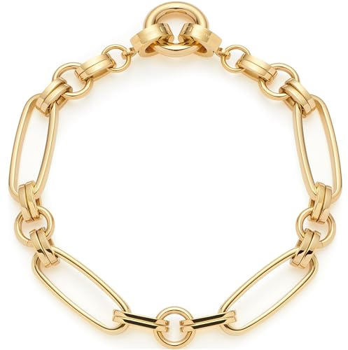 Leonardo Jewels armband Mathilde Clip & Mix, armsmycken av rostfritt stål med ring för att hänga upp berlocker, längd 18,5 cm, massiva kedjelänkar, guldfärgade, gåva till kvinnor, 024267, Eine Grösse,