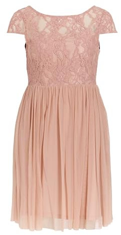Vila Damen Kurzkleid Spitzen VIULRICANA SS BOATNECK SHORT DRESS/BM/DC (DE/NL/SE/PL, Numerisch, 42, Regular, Regular, misty rose)