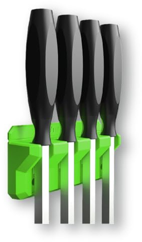 EZRED EZPB4-G Magnetic 4 Slot Pry Bar Holder with Mounting Holes Non-Marring TPEE Low Profile Design Organization