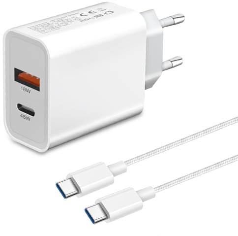 45W USB C Ladegerät und LadeKabel für Samsung S25 Ultra/S25/S24 Plus/S23 FE/S25+ S22 S21 S20,Z Fold 4 5 6 A56 5G/A55 A35 A56 A36 A16 A54 A53 5G A25 A34 iPhone 15 16 Pro Typ C Schnellladegerät Netzteil