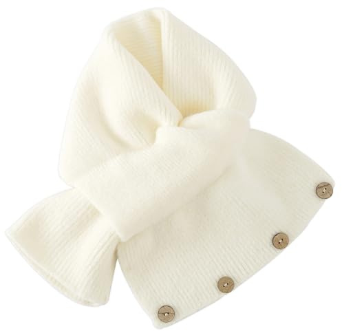 Bufanda Mujer Invierno,Pañuelos Cuello Mujer Poliéster,Fulares Mujer con Botones de Adorno,Color Sólido Tejido en Canalé Cuello Cruzado Suave Lindo Calentador de Cuello Pañuelos Beige 90cm