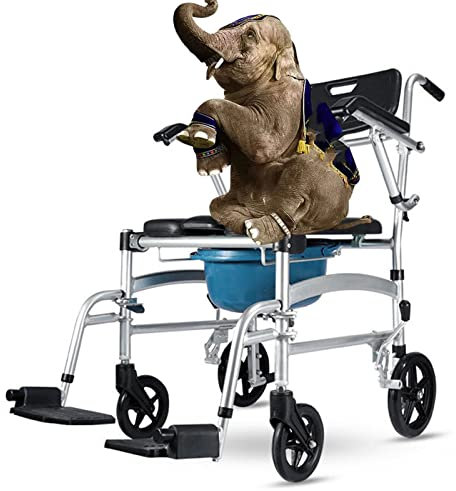LQDSADRT Folding Commode Shower Chair with Bedpan/Home Care or Health Care Toilet Commode Chair/Wheelchair with Wheels,Padded Seat, Back, Armrests
