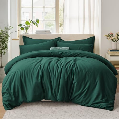 Tifschlaf Double Duvet Set - Bedding Double Bed Set with 2 Pillowcases - Ultrasoft Brushed Microfiber Duvet Cover with Zip Fastening, Emerald (200x200)