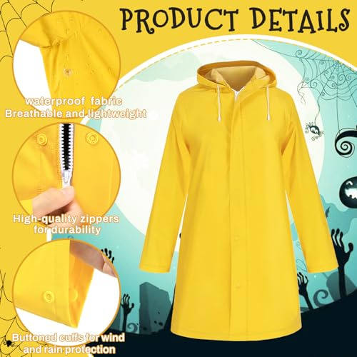 iZoeL Halloween Disfraz Mujer Impermeable Amarillo Peluca Bob Collar Con Botón Llave Gafas Horquilla Libélula Accesorios Para Disfraces Impermeable Halloween Disfraz Mujer