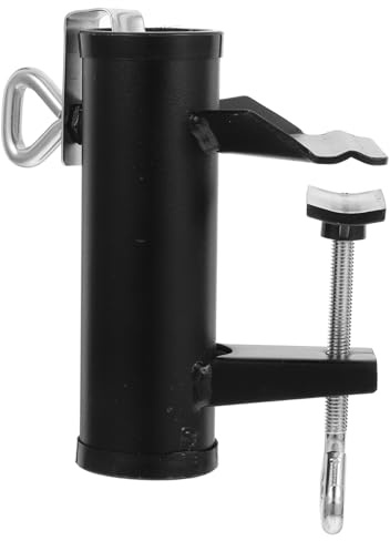 PartyKindom Pince De Fixation Parasol De Plage Stable pour Balcon Et Jardin, Clip Robuste en Fer Noir Mat Épaissi, Support Portable Multifonction pour Parasol Extérieur, Résistant Au Vent