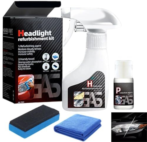 Líquido restaurador de Faros de automóviles oxidados, Kit de restauración de Faros de automóviles Que Elimina la oxidación y el amarilleo, pulidor de Recubrimiento Transparente(1SETS)